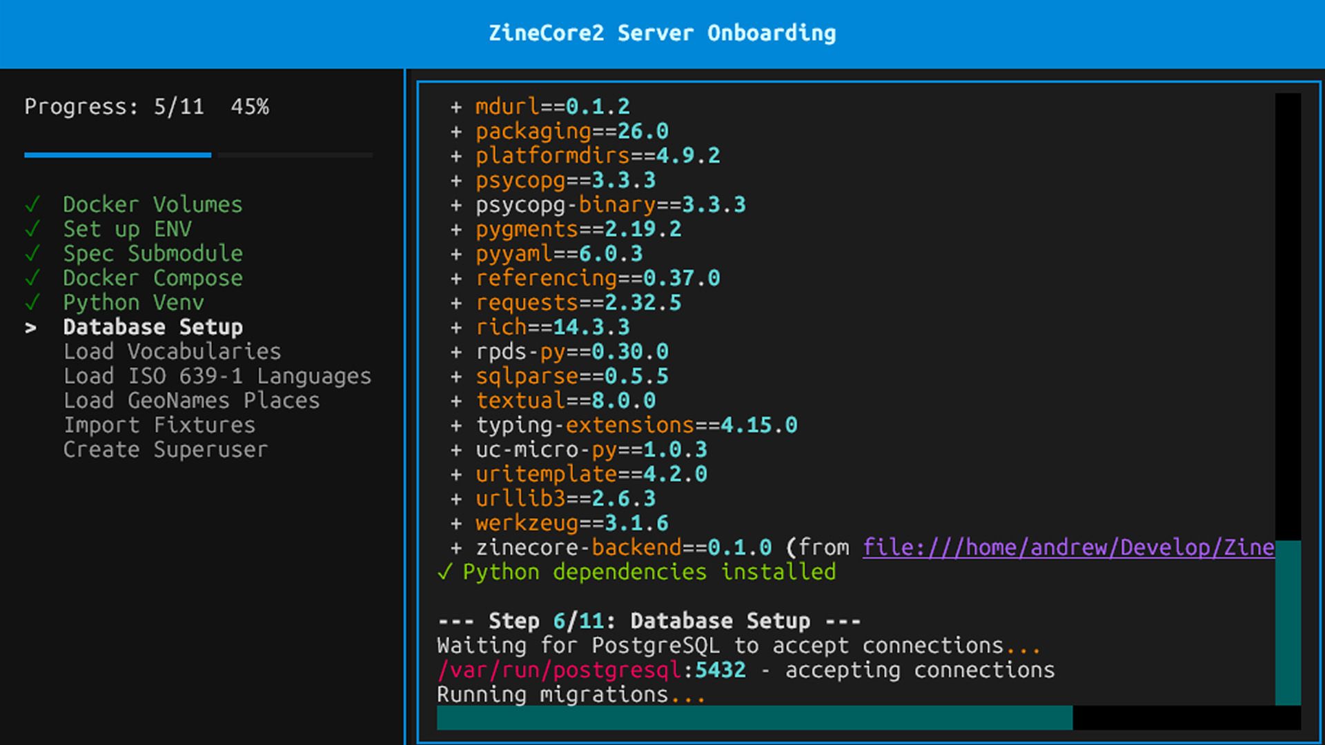 Onboarding TUI built with Python & Textual